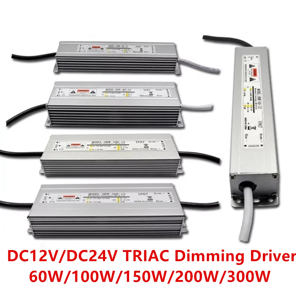 Dc12в 24 В электропитание электронный трансформатор Triac Диммируемый светодиодный драйвер 60 Вт-200 Вт IP67 Водонепроницаемый AC170-264V Диммируемый