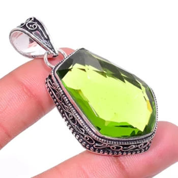 

Peridots Pendant Silver Overlay over Copper , 55 mm, P6787
