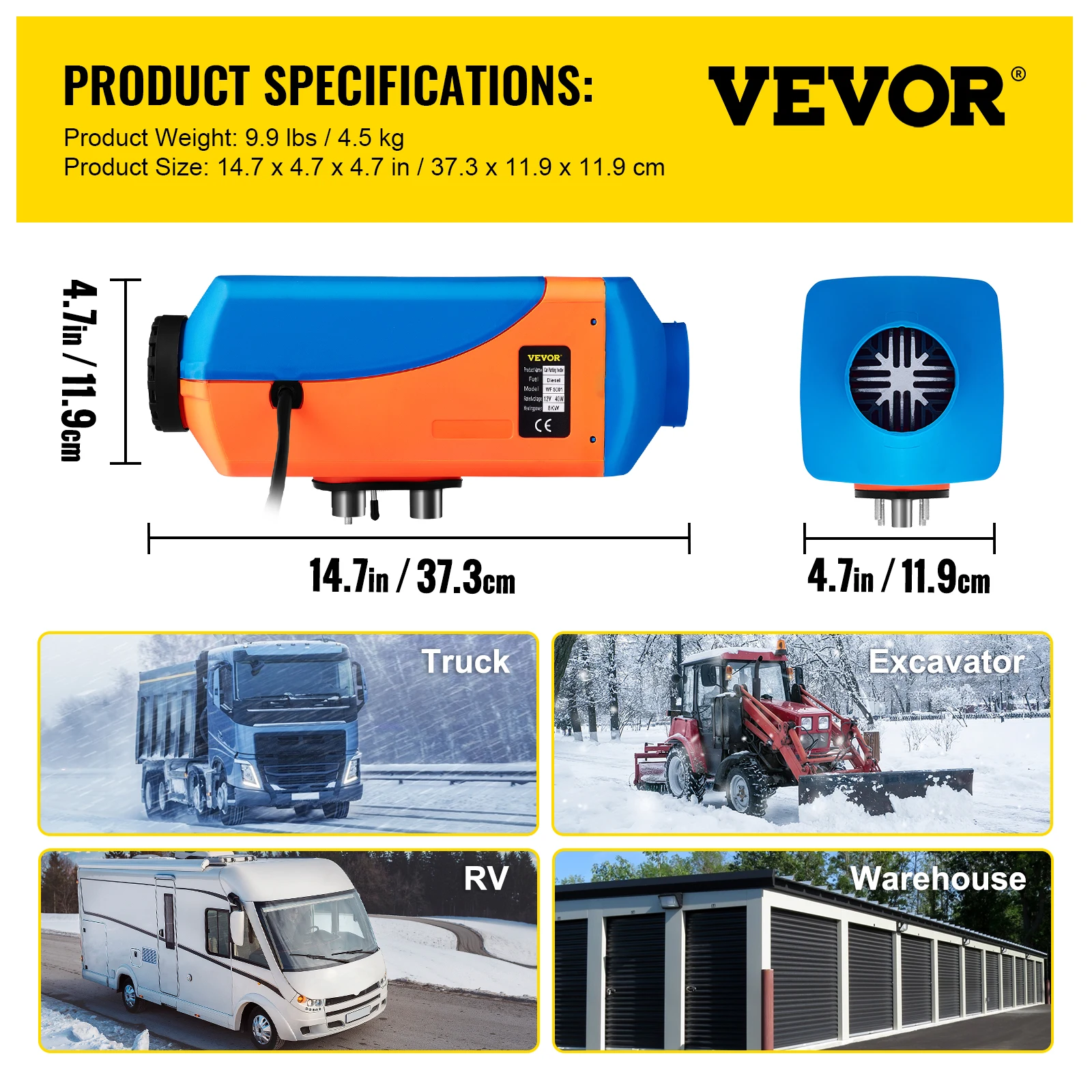 VEVOR 8KW Standheizung Diesel, 12V Diesel Luftheizung, Luft Dieselheizung,  Standheizung Benzin Auto LCD Schalter, Air Diesel Heizung mit Schalldämpfer  für Auto LKW Wohnmobil Bus (Orange und blau) - AliExpress