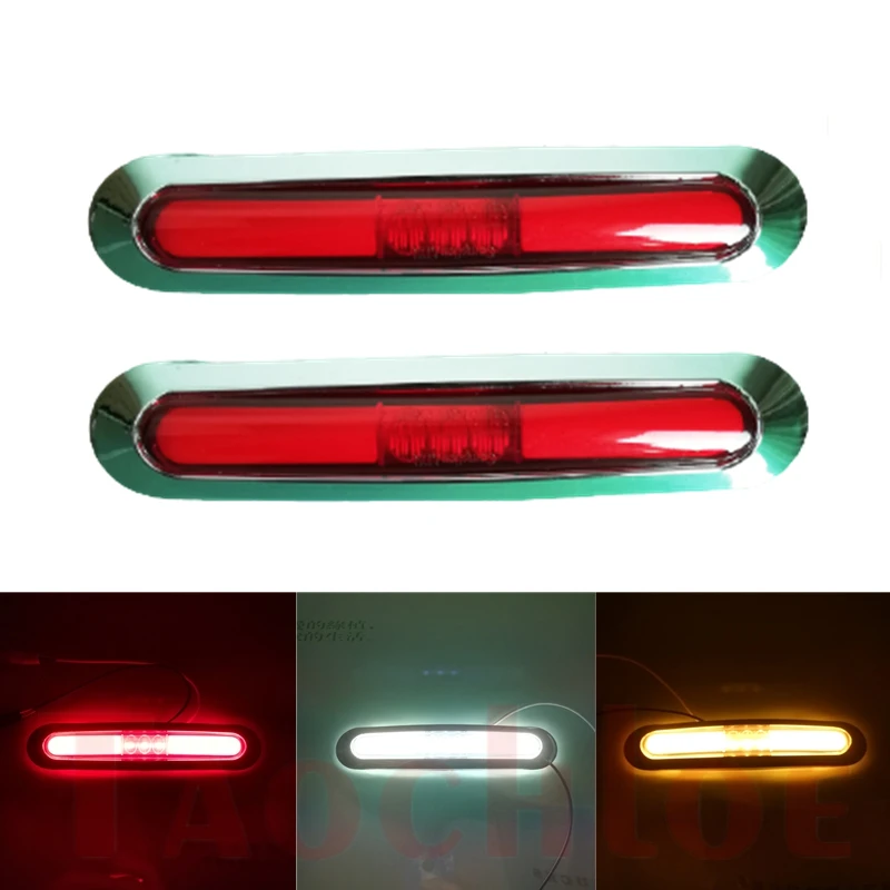 2Pcs Marker Lights For Trucks 12V 24V Trailer Light LED Turn Signaling Lamps Chrome Running Red White Amber | Автомобили и