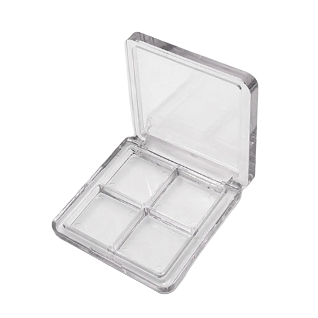 4 Slots Clear Portable Makeup DIY Eyeshadow Palette Case Travel Compact Blusher Lipstick Container Organizer Box