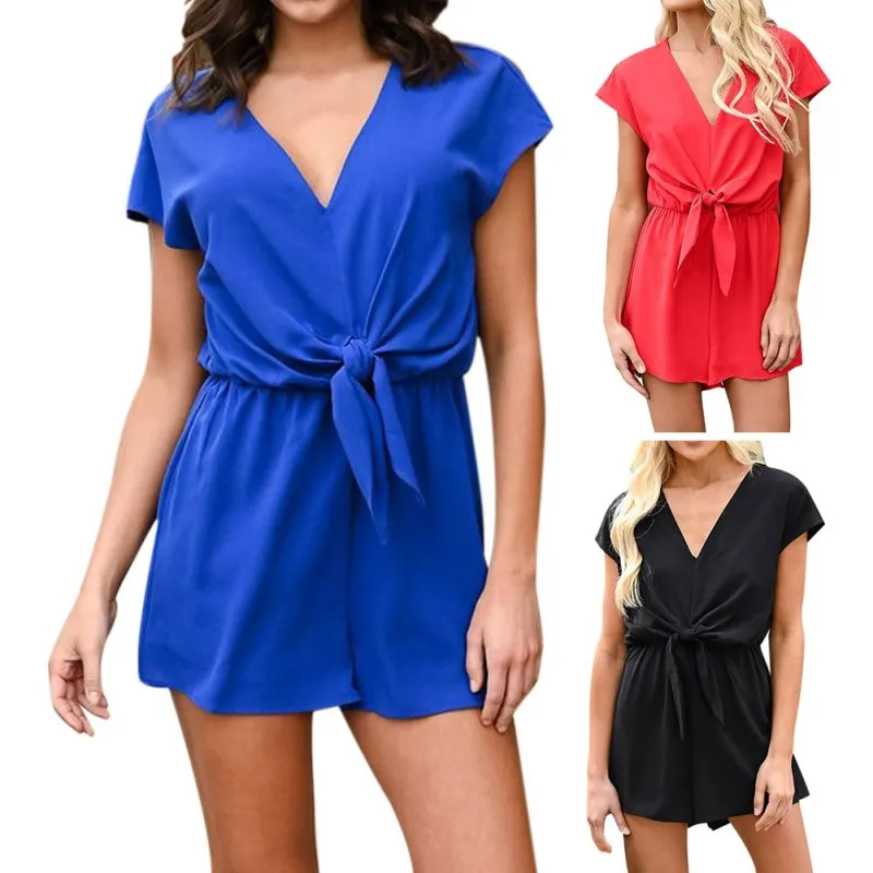 blue belted jumpsuit