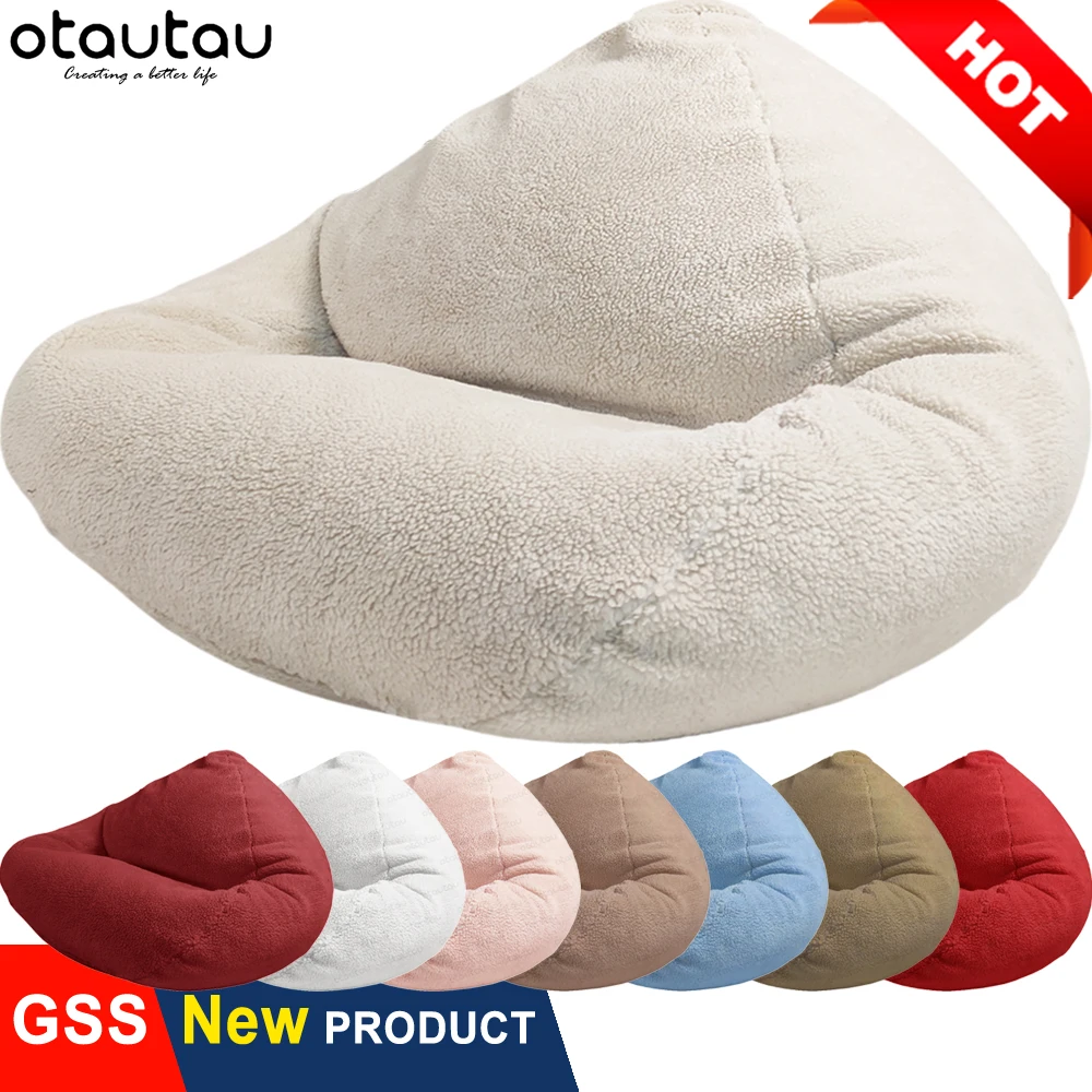 Otautau Big Xxl Cashmere Bean Bag Chair With Filling Stuffed Giant Pouf