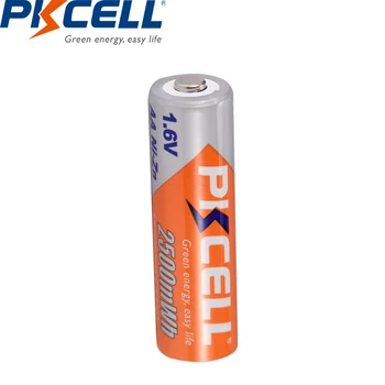 

100PCS PKCELL 1.6V AA rechargeable battery 2500mWh NIZN aa batteries for electric remote flashlight