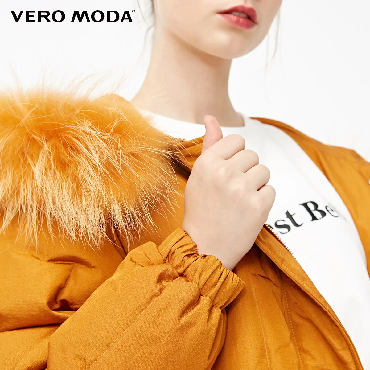 Vero Moda пуховик средней длины с капюшоном со съемным мехом енота средней длины куртка-парка | 318412536