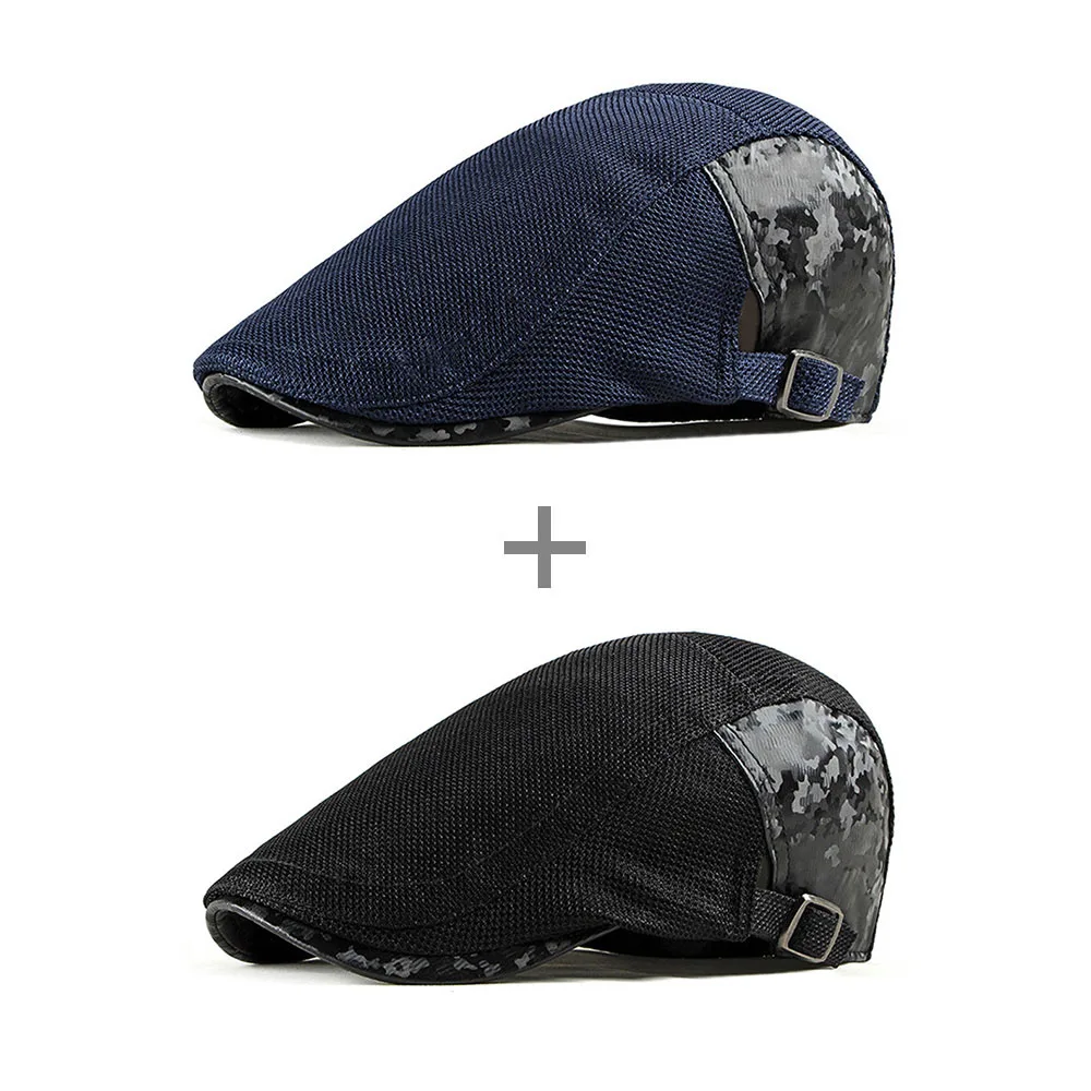 [AETRENDS] уличная легкая традиционная сетчатая плоская кепка таксистка Newsboy Ivy Hat, мужские береты, кепки для езды для мужчин, Z-9943 - Цвет: Dark Blue and Black