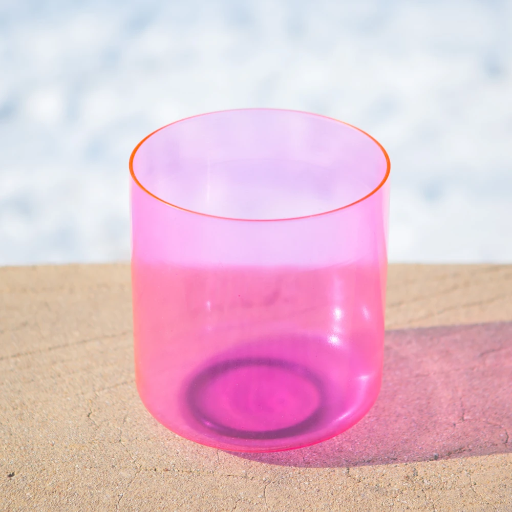 6 дюймов прозрачный розовый Цветной Кварцевый Поющая чаша + один замшевый