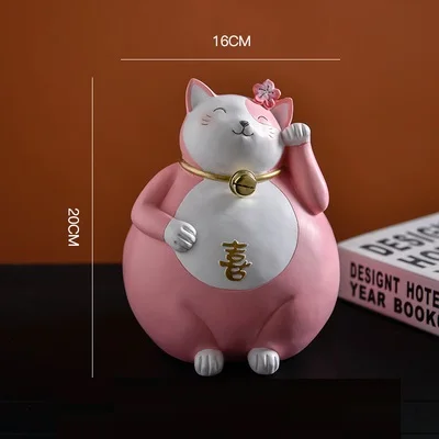 Многоцветный Японский творческий Maneki Neko Статуэтка Фортуна статуя кота Смола ремесло украшения для гостиной дома оформление R3857 - Цвет: Многоцветный