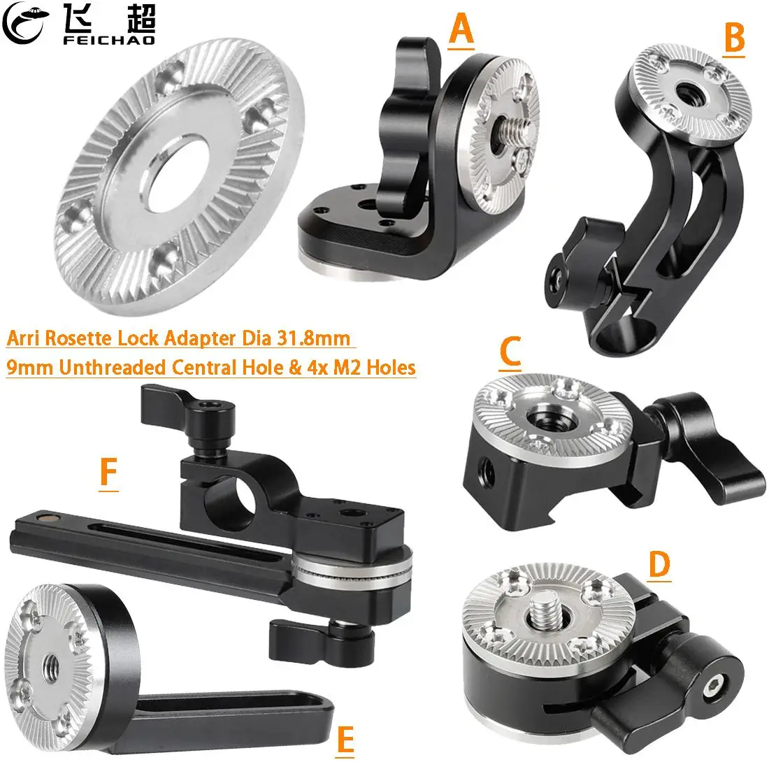 Rosette ARRI M6 Female Male Thread Adapter with 15mm Rod Clamp Mount Bracket for DSLR Camera Cage Rig Rail Handle Gimbal | Электроника