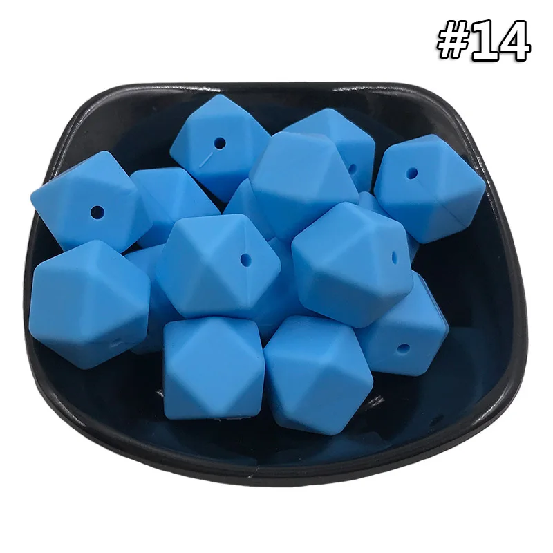 50Pcs Silicone Beads 14mm Hexagon Beads Food Grade Silicone Teething Colorful DIY Pacifier Clip Tiny Rod Baby Teether Toys Gift