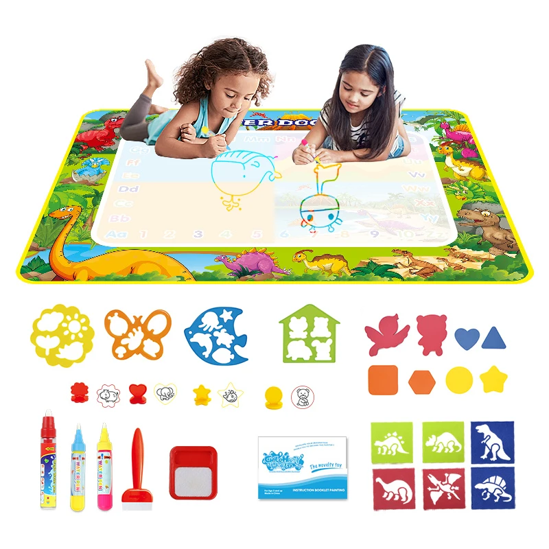 

4 Style Big Size Magic Doodle Water Drawing Mat & Painting Pens Stamp Set Coloring Board Educational Toys for Kids Birthday Gift