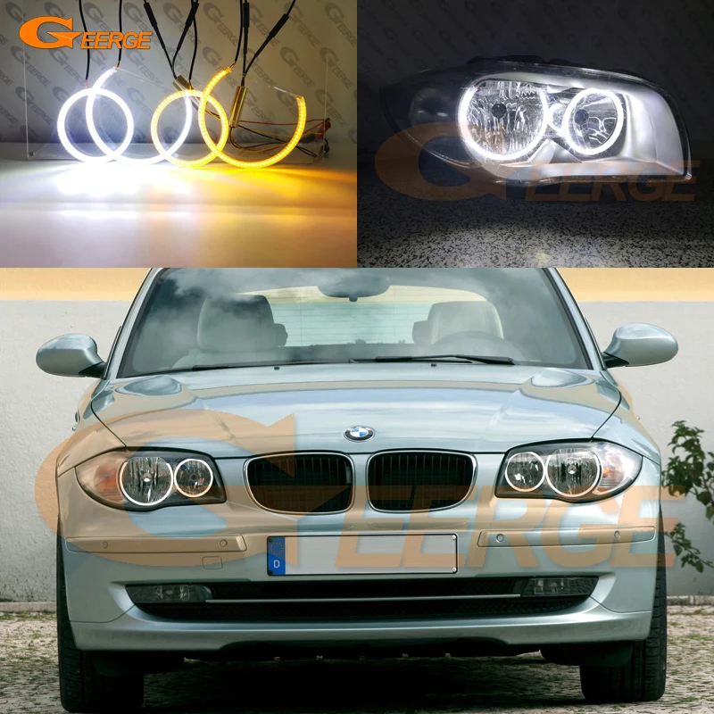 Для BMW 1 серии E81 E82 E87 E88 галогенные фары отличные ультра яркие двухцветные переключающиеся светодиодные ангельские глазки drl поворотник