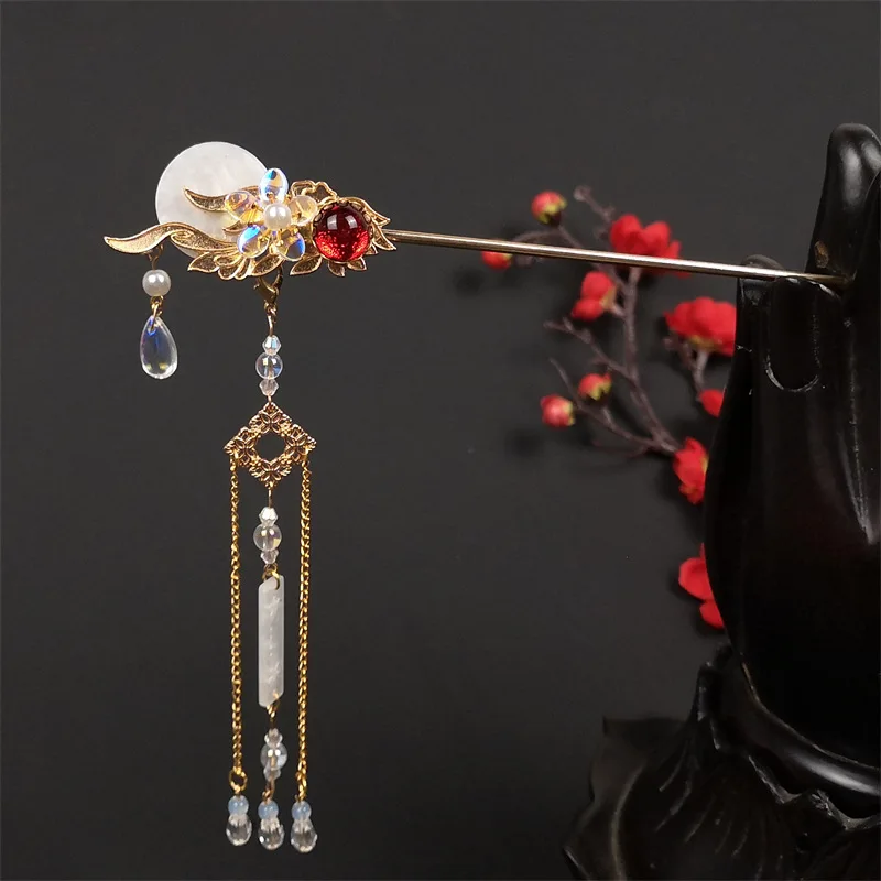 Hanfu заколки для волос с кристаллами древних головной убор орнаментом новые