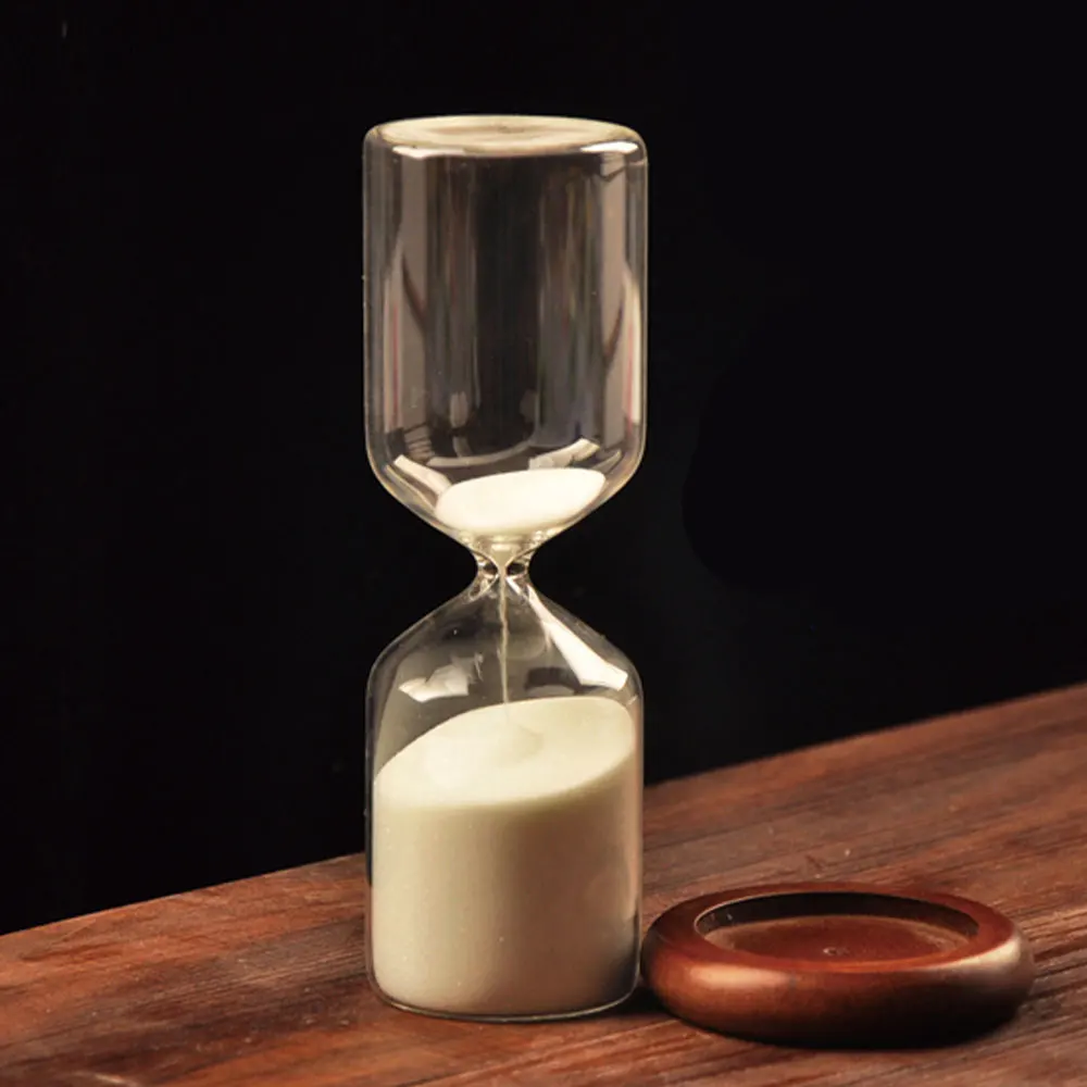

Exquisite Simple White Sand Glass Hourglasses Study Home Living Room Decorations Wooden Base 30min Hourglasses Timer