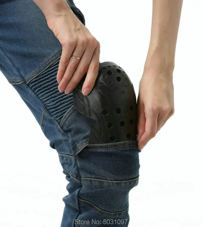 Loong Biker Motorcycle Female Riding Trousers Moto Pants Material Inside Girl's Jeans Wear-Resistant Casual Blue Color With Gear