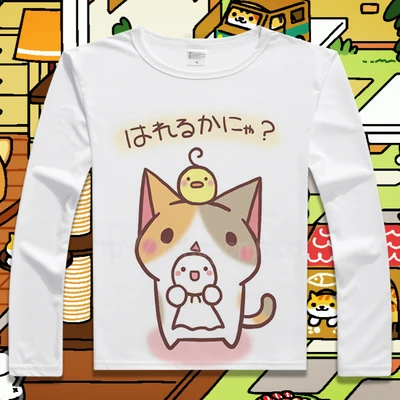 Новая Милая футболка Neko Atsume с длинным рукавом для костюмированной вечеринки, хлопковые топы для косплея в стиле аниме, футболки для мужчин и женщин, летняя футболка - Цвет: Золотой