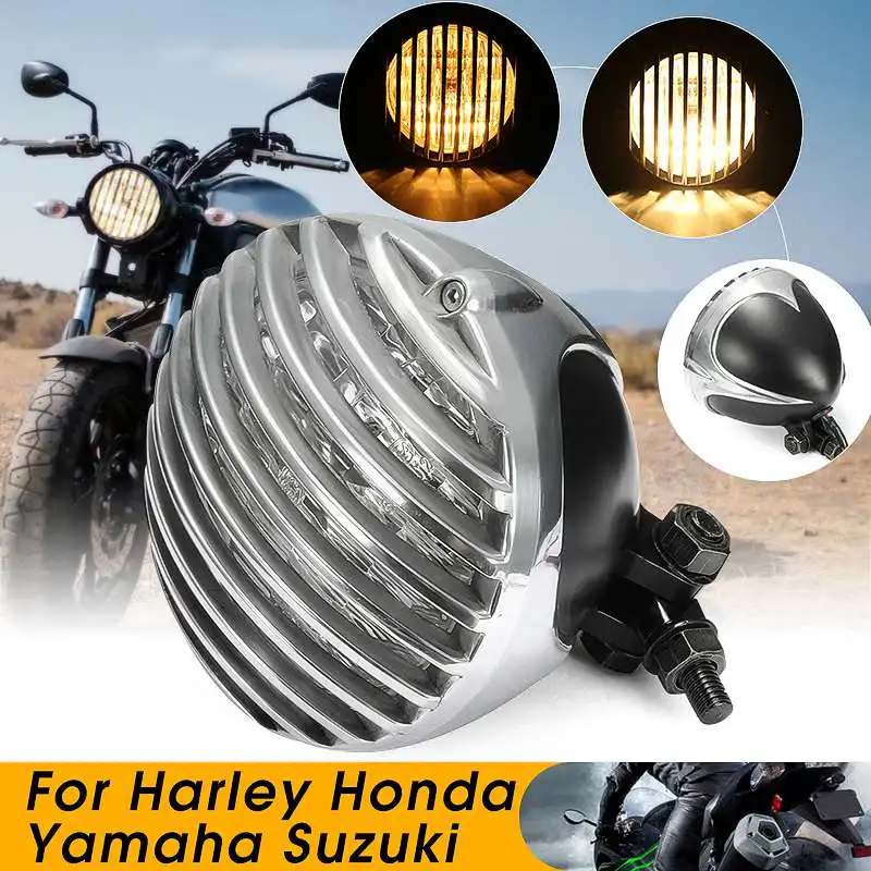 Универсальный 12 В H4 алюминиевый мотоцикл фара Ретро 60 Вт Hi/Lo луч для Harley/Honda/Yamaha/Suzuki/Kawasaki