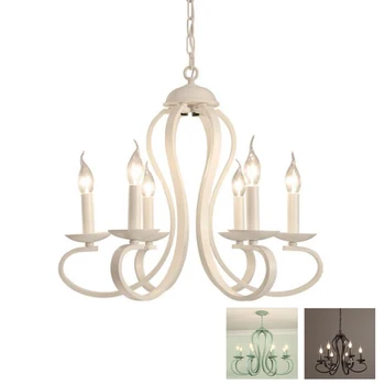 

Chandelier Light LED Hanging Lamp Arms E14 Candle Light Modern Decorative Light Garden Iron European 3 4 6 8 Black White Green