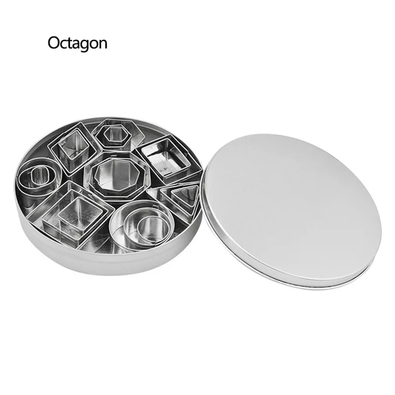 26pcs Octagon TTLIFE нержавеющая сталь формочки для печенья печпеченья набор с 24 шт. мини геометрические формы помадки металлические формочки для печенья - Цвет: 26pcs Octagon