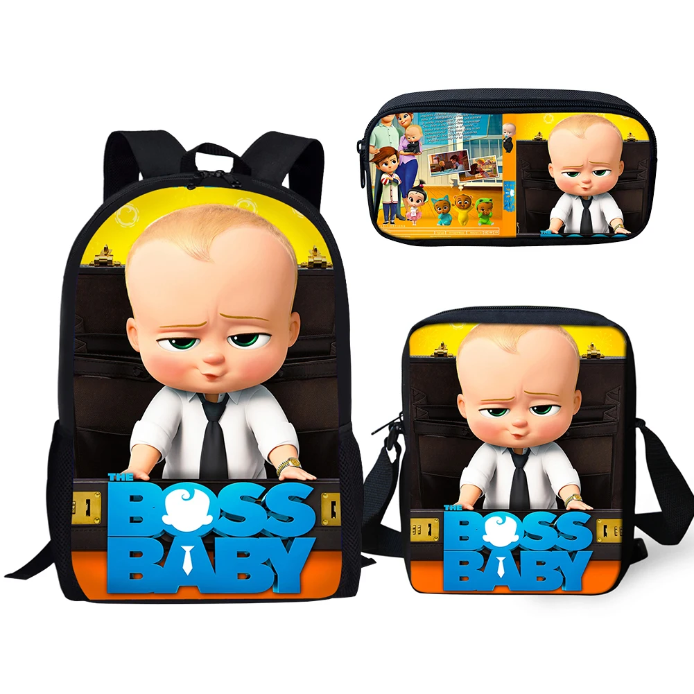 Мультфильм босс детский школьный рюкзак, набор/комплект из 3 предметов, для подростков, для мальчиков и девочек, 16 дюймов рюкзак для малышей