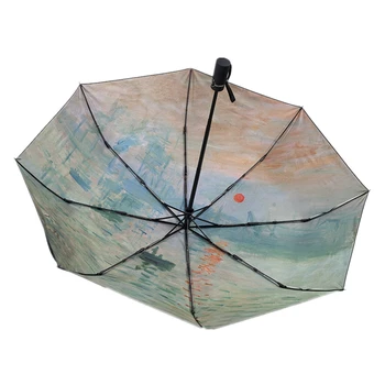 

Impression Sunrise Claude Monet Oil Painting Umbrella For Women Automatic Rain Sun Umbrella Portable Windproof 3-fold Umbrella