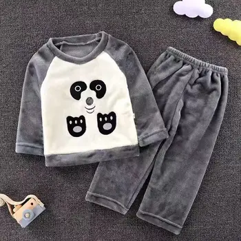 

1-12T Autumn winter children's flannel pajamas baby boys girls baby thick rabbit bunny cute soft sets teen boy child fleece sets
