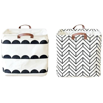 

2x Foldable Laundry Basket Baby Toys Basket Fabirc Basket for Dirty Clothes Rangement Home Organizer Laundry Hampe-A & C