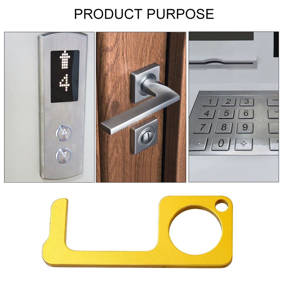 Tools Workshop Equipment Non Contact Hygienic Door Handle Easy To Carry Antibacterial Edc Door Opener Safety Protective Gear