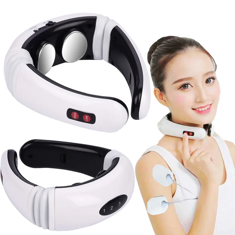 Neck Massager and Electric Pulse Back Far Infrared Heating Pain Relief Health Care Relaxation Tool Massager fingertip pulse oximeter handheld non contact infrared thermometer