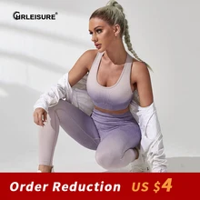 

CHRLEISURE Gradient Sports Leggings Set Seamless Quick Dry Outdoor Stitching Color Sportswear Outdoor High Elasticity Clothing