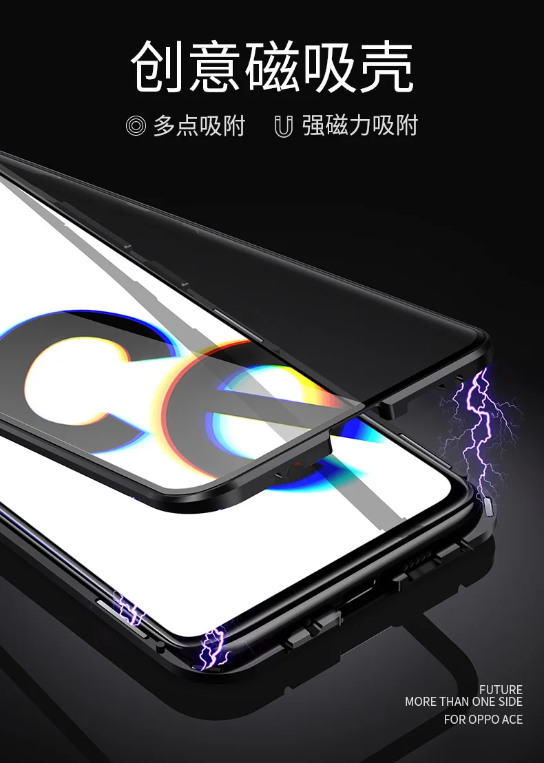 360 полная защита магнитный металлический чехол для OPPO Рино 3 Pro Рено 2Z 2F 2 Рено 10xzoom Рено Ace Двусторонняя закаленное Стекло крышка