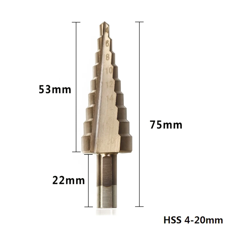3 шт. 4-12 4-20 мм 4-32 мм TiCN Coated набор ступенчатых сверл HSS Core сверло треугольный хвостовик шаг конусное сверло строгий Дырокол - Цвет: 1pc 4-20mm