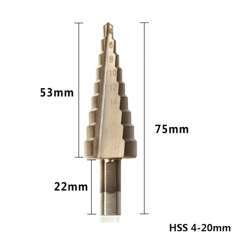 1pc 4-20mm 3 шт. 4-12 4-20 мм 4-32 мм TiCN Coated набор ступенчатых сверл HSS Core сверло треугольный хвостовик шаг конусное сверло строгий Дырокол - Цвет: 1pc 4-20mm