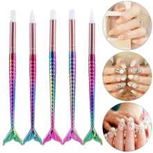 1 pc silicone unha arte escultura caneta 3d escultura diy glitter em pó líquido manicure pontilhar escova venda quente manicure ferramentas da arte do prego(China)