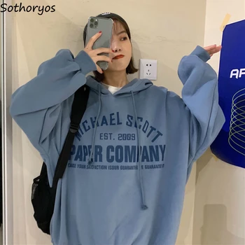 נים נשים ברדס בתוספת קטיפה עבה שיק Loose Oversize Streetwear אופנתי פנאי קוריאני סגנון Harajuku חדש פשוט Ulzzang