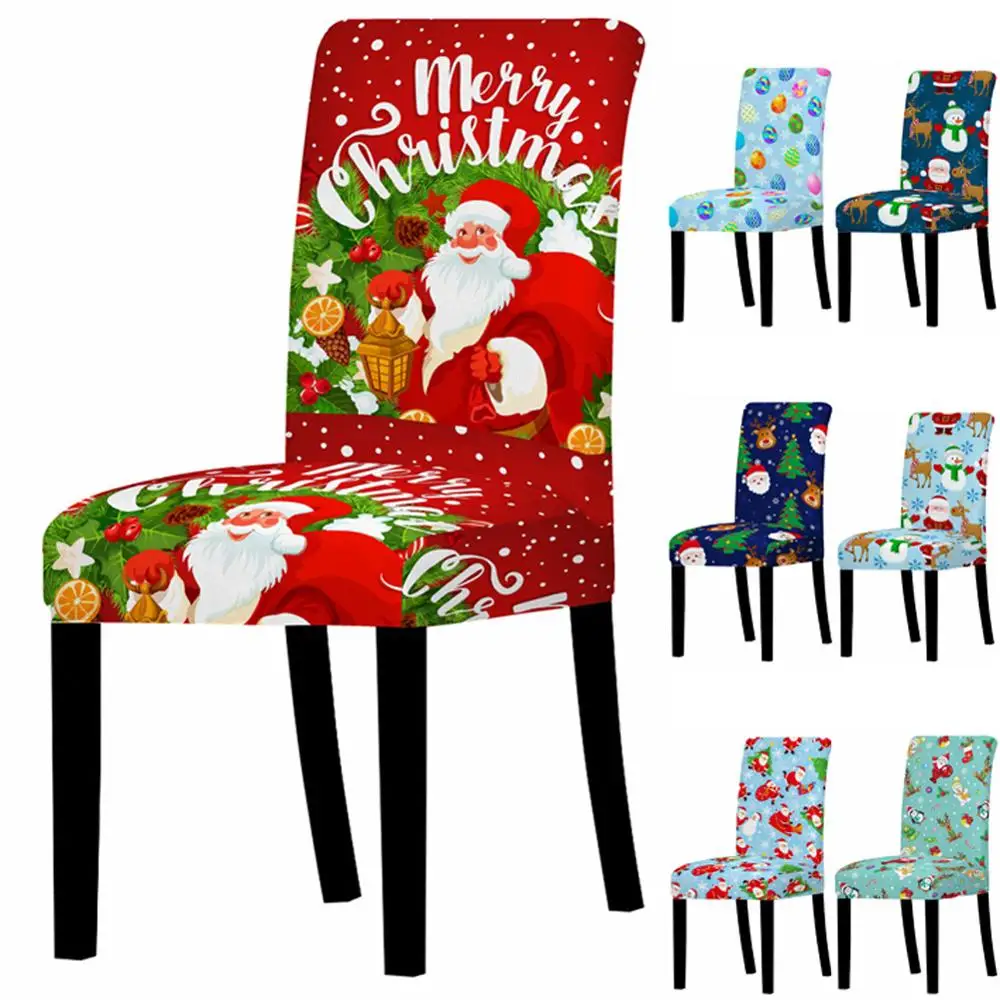 3d Santa Claus Print Chair Cover For Dining Room Chairs Covers High