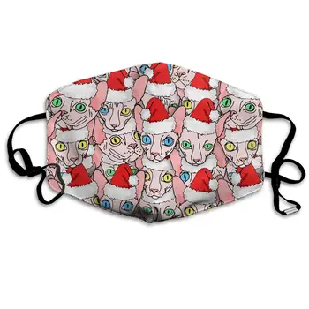 

Sphinx Cat And Snowman Washable Reusable Mask, Cotton Anti Dust Half Face Mouth Mask For Kids Teens Men Women With Adjustable