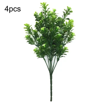 

4pcs Artificial Plants Plastic Bean Flowers Shrubs Fake Grass Leaves Simulation Greenery Bushes Home Garden Office Yard Decor