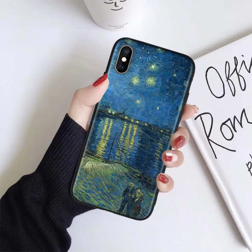 Винсент Живопись Ван Гога чехол для Apple iphone 11 Pro XR XS Max X 7 8 6 6S Plus 5 5S SE Черный силиконовый чехол для телефона