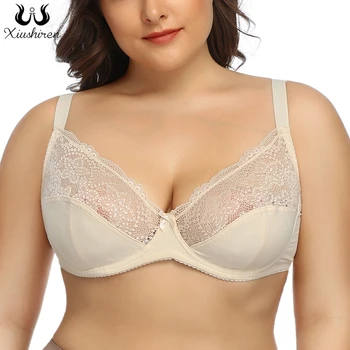 

Xiushiren Sexy Women's Bra Unlined Full Figure Support Plus Size Underwired Bralette Minimizer Bra Floral Lace Coverage
