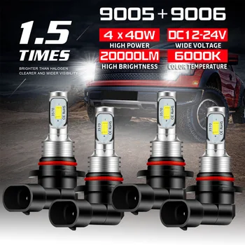 

9005 + 9006 Combo LED Headlight Kit 160W 20000LM Hi/Lo Beam Bulbs 6000K White