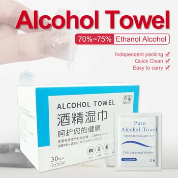 

70%-75% Alcohol Cotton Individually Wrapped Disposable Cleaning Wipes 30pcs Portable Disposable Prevention Hand Wipes