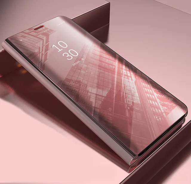 Чехол-книжка с стоя чехол умный зеркальный чехол для телефона для samsung Galaxy J7 J3 J4 J6 J8 A9 A5 A6 A7 A8 Plus Prime Защитная крышка - Цвет: Rose Gold