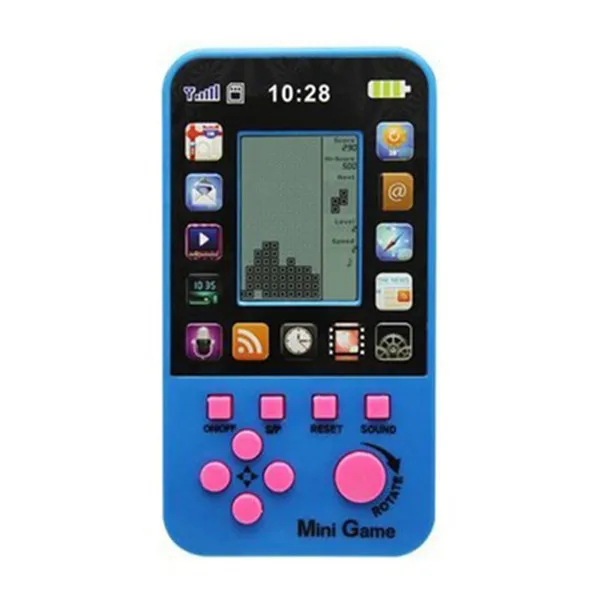 Blue Мини классическая игровая машина детская ручная Ретро ностальгическая мини игровая консоль с брелком тетрис видеоигра классические игры - Цвет: Blue