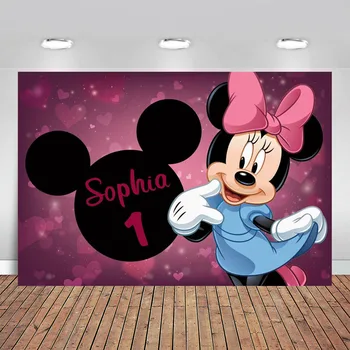 

Pink Sweetheart Minnie Theme Backdrops for Girls Birthday Photo Background Custom Baby Party Decorations Photocall Photo Studio