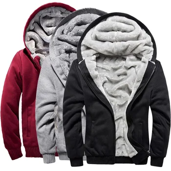

Men's Jackets Autumn Winter Men Plus Velvet Thickening Jacket Male Casual Hooded Jacket Coats Solid Streetwear Men Cardigan Coat