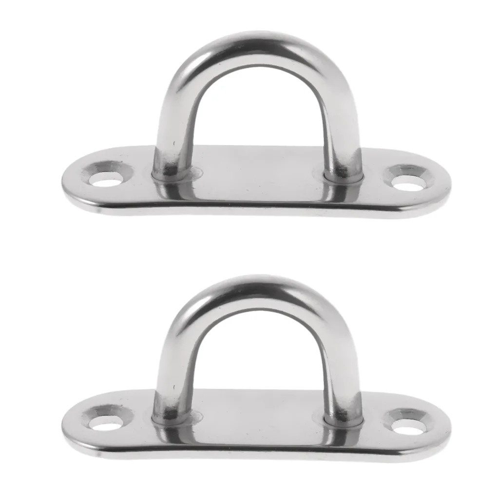 2pcs 304 Stainless Steel Oblong Pad Eye Plate Eye Hook for Marine Boat 44mm