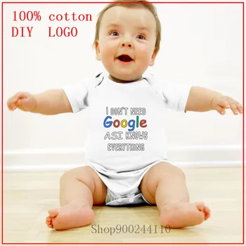 

I don't need google ASI knows everything white Summer Fashion Baby Boys Bodysuit Baby Gentleman Jumpsuit Clothes Outfit