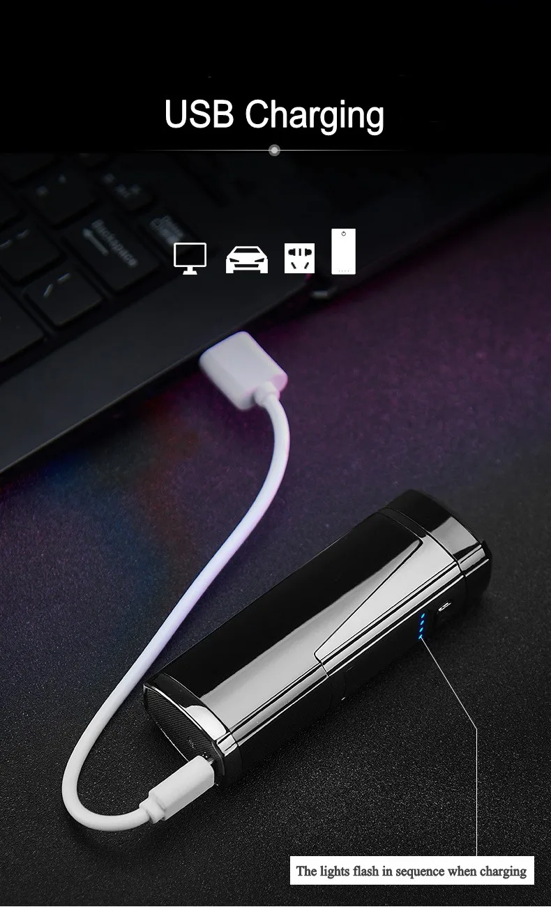 Новая плазменная Зажигалка Three Crose Arc, большая огневая мощь, электрические USB зажигалки для свечей, сигаретная зажигалка, перезаряжаемая, ветрозащитная