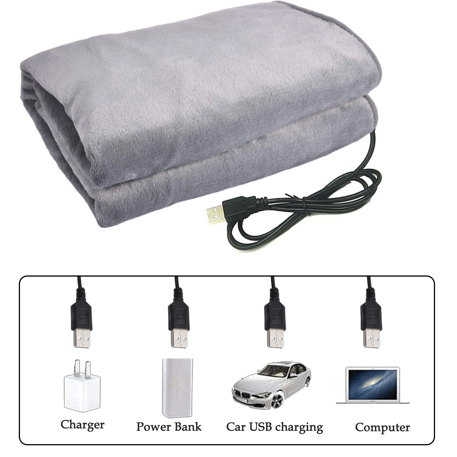 

USB Electric Blanket Versatile Warm Heating Shawl For Car Office Home Heated Knee Blanket Pad 100X70cm